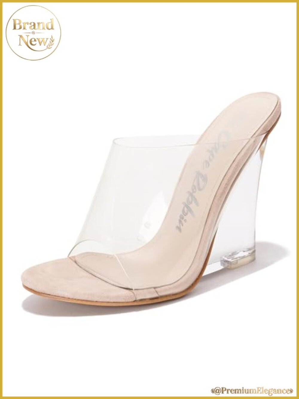 Clear Wedge Heels 4 Inch Open Toe Slip On Platform Sandals